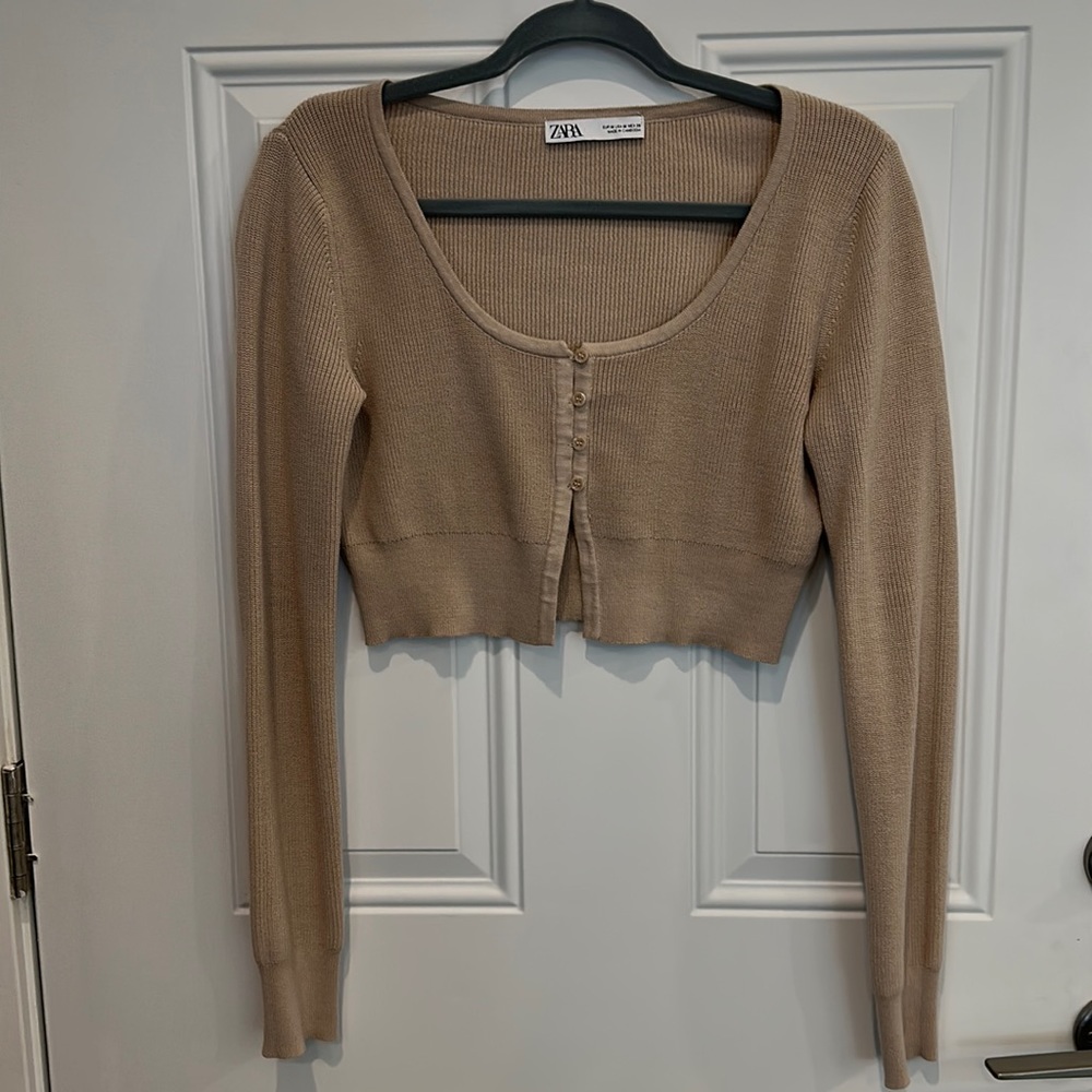 Zara cropped cardigan - nude beige